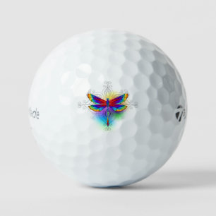 Rainbow Polygonal Dragonfly Golf Balls