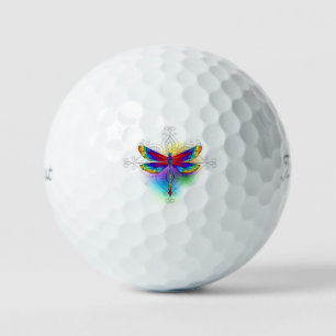 Rainbow Polygonal Dragonfly Golf Balls
