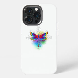 Rainbow Polygonal Dragonfly iPhone 13 Pro Case
