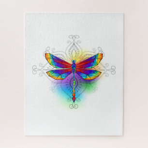 Rainbow Polygonal Dragonfly Jigsaw Puzzle