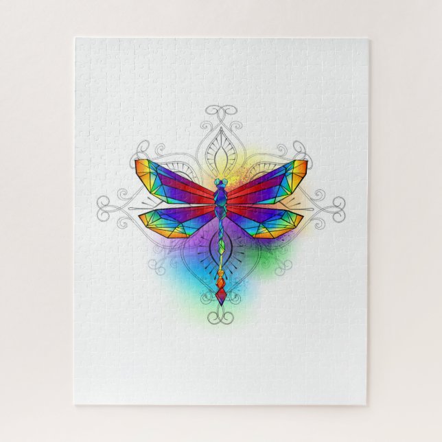Rainbow Polygonal Dragonfly Jigsaw Puzzle (Vertical)