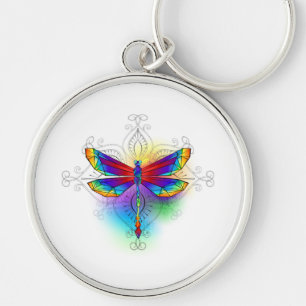 Rainbow Polygonal Dragonfly Keychain