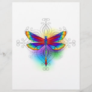 Rainbow Polygonal Dragonfly Letterhead