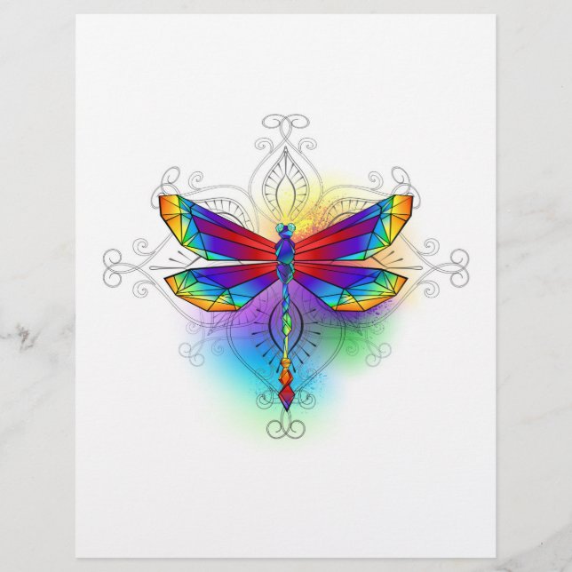 Rainbow Polygonal Dragonfly Letterhead (Front)