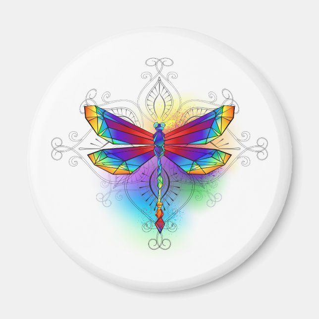 Rainbow Polygonal Dragonfly Magnet (Front)