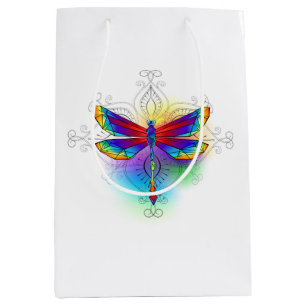 Rainbow Polygonal Dragonfly Medium Gift Bag