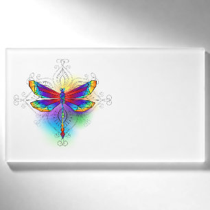Rainbow Polygonal Dragonfly Name Tag