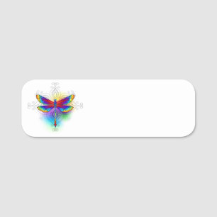 Rainbow Polygonal Dragonfly Name Tag