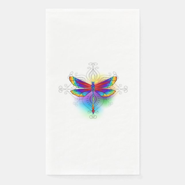 Rainbow Polygonal Dragonfly Napkin (Front)