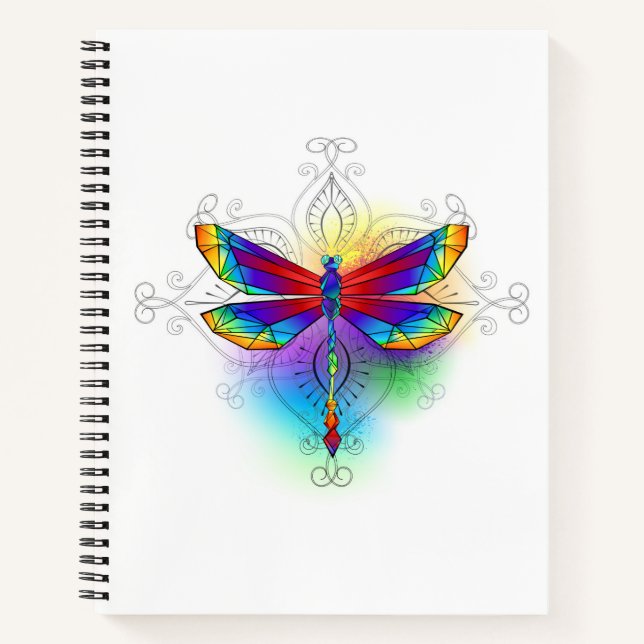Rainbow Polygonal Dragonfly Notebook (Front)