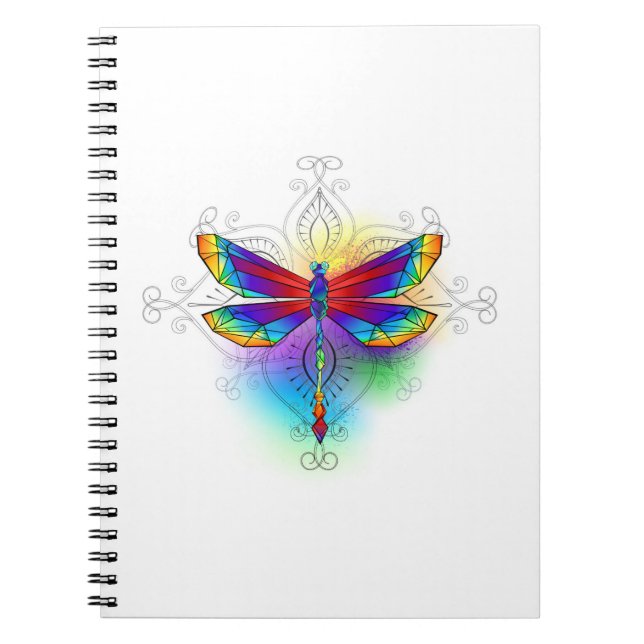 Rainbow Polygonal Dragonfly Notebook (Front)