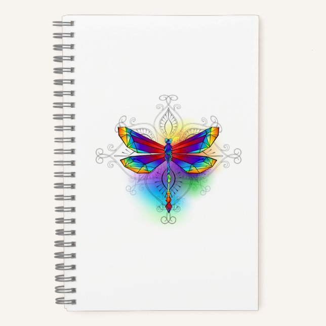 Rainbow Polygonal Dragonfly Notebook (Front)