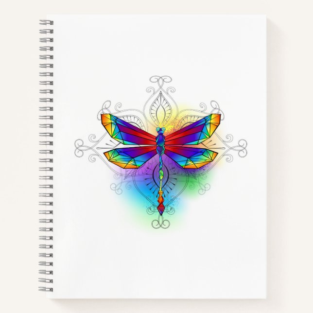 Rainbow Polygonal Dragonfly Notebook (Front)