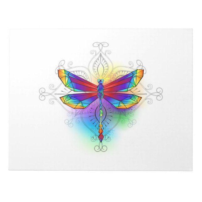Rainbow Polygonal Dragonfly Notepad (Front)