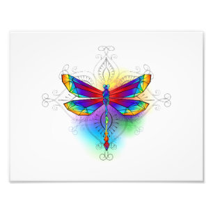 Rainbow Polygonal Dragonfly Photo Print