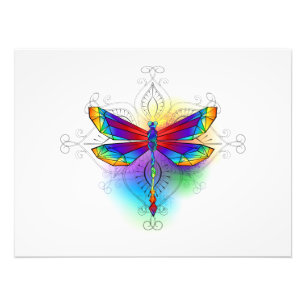 Rainbow Polygonal Dragonfly Photo Print