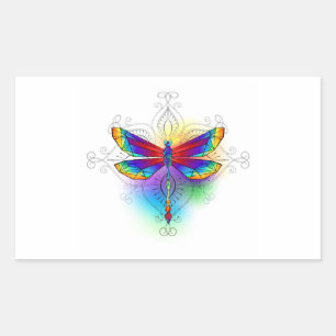 Rainbow Polygonal Dragonfly Sticker