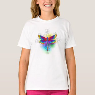 Rainbow Polygonal Dragonfly T-Shirt