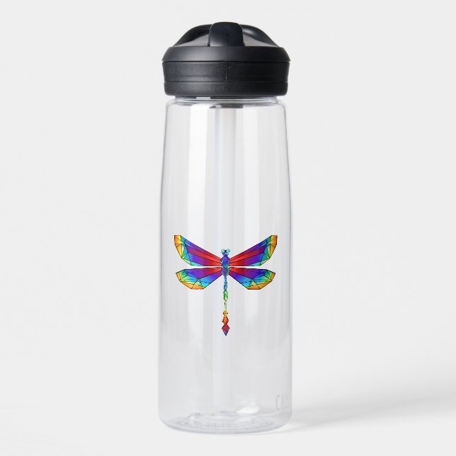 Rainbow Polygonal Dragonfly Water Bottle (Front)