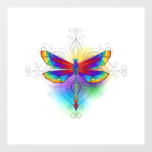 Rainbow Polygonal Dragonfly Window Cling