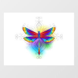 Rainbow Polygonal Dragonfly Window Cling