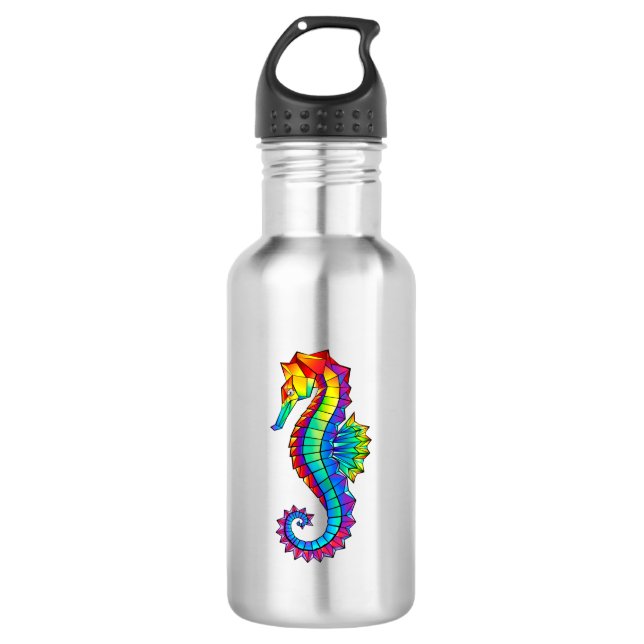 Rainbow Polygonal Seahorse 532 Ml Water Bottle (Front)