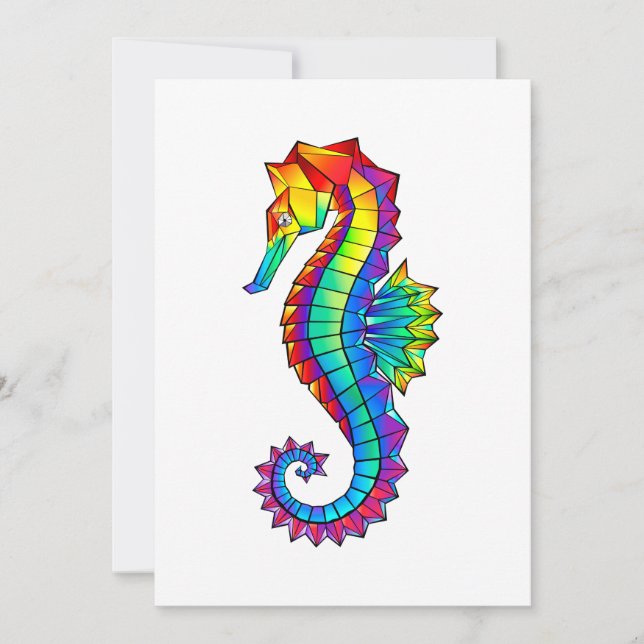 Rainbow Polygonal Seahorse Announcement (Front)