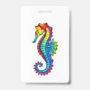 Rainbow Polygonal Seahorse Badge
