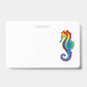 Rainbow Polygonal Seahorse Badge