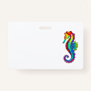 Rainbow Polygonal Seahorse Badge