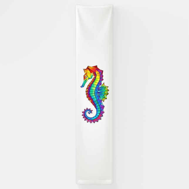 Rainbow Polygonal Seahorse Banner (Vertical)