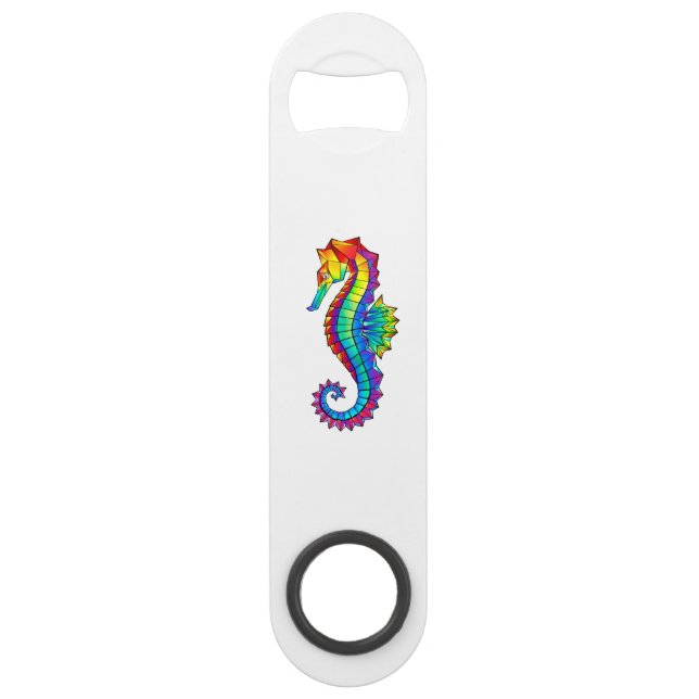 Rainbow Polygonal Seahorse Bar Key (Front)