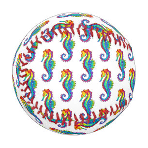 Rainbow Polygonal Seahorse Baseball