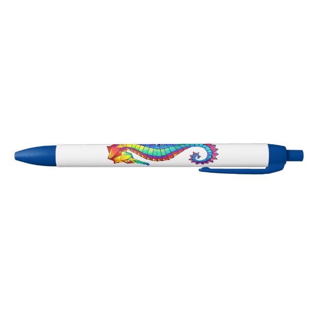 Rainbow Polygonal Seahorse Black Ink Pen (Bottom)
