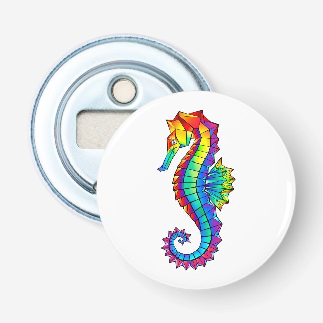 Rainbow Polygonal Seahorse Bottle Opener (Front)