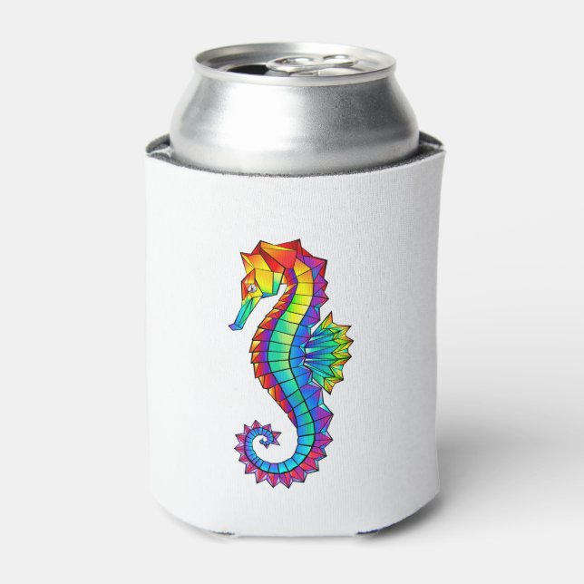 Rainbow Polygonal Seahorse Can Cooler (Can Front)