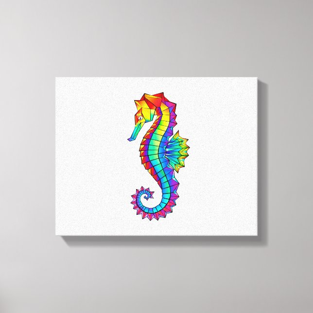 Rainbow Polygonal Seahorse Canvas Print (Front)