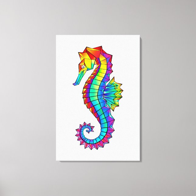 Rainbow Polygonal Seahorse Canvas Print (Front)