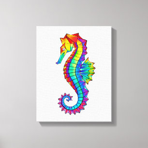 Rainbow Polygonal Seahorse Canvas Print
