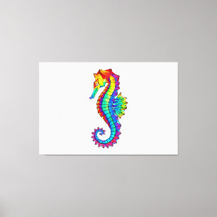 Rainbow Polygonal Seahorse Canvas Print
