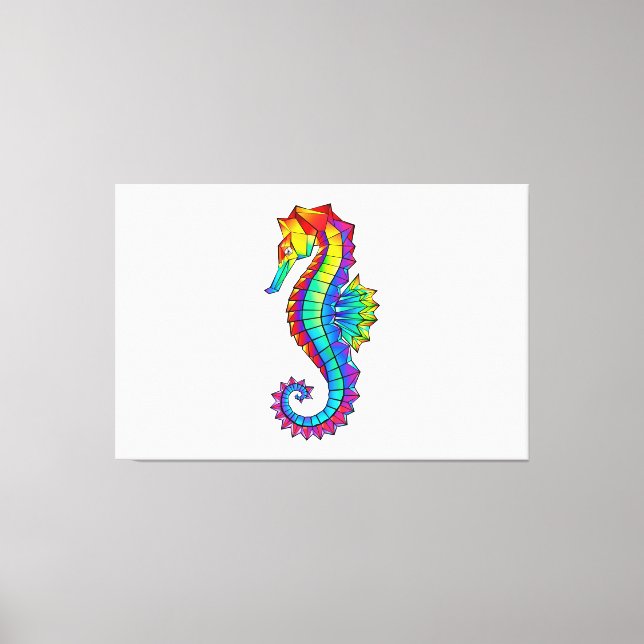 Rainbow Polygonal Seahorse Canvas Print (Front)