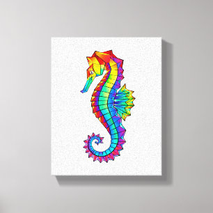 Rainbow Polygonal Seahorse Canvas Print