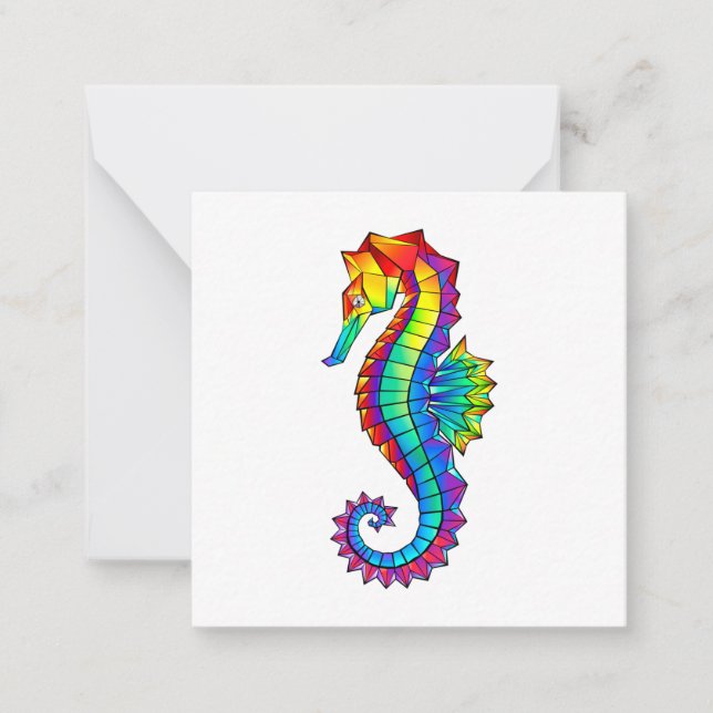 Rainbow Polygonal Seahorse Card (Front)