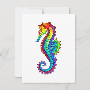 Rainbow Polygonal Seahorse Card