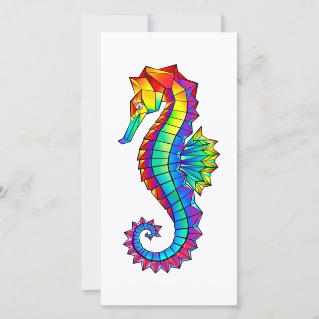 Rainbow Polygonal Seahorse Card (Front)
