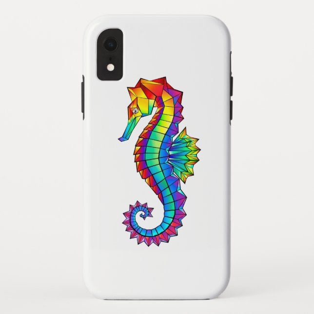 Rainbow Polygonal Seahorse Case-Mate iPhone Case (Back)
