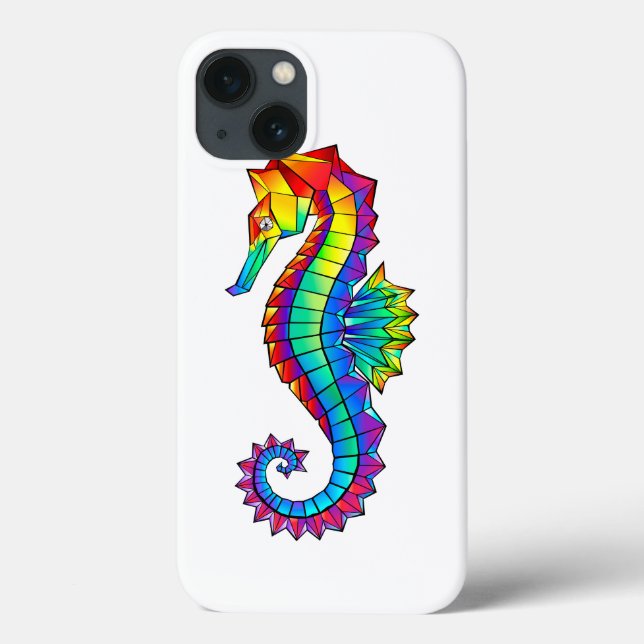 Rainbow Polygonal Seahorse Case-Mate iPhone Case (Back)