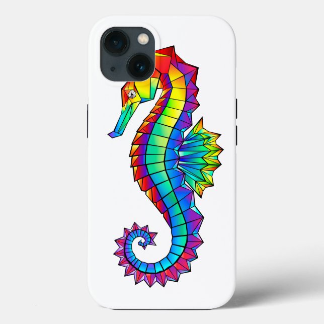 Rainbow Polygonal Seahorse Case-Mate iPhone Case (Back)