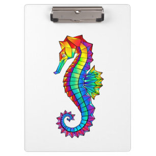 Rainbow Polygonal Seahorse Clipboard