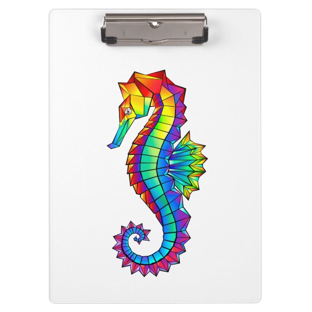 Rainbow Polygonal Seahorse Clipboard (Front)